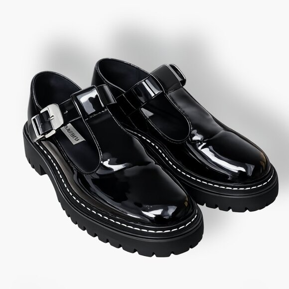 Steve Madden Black Patent Leather Loafers Size 8.5